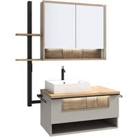 BADEZIMMER 3-teilig 128,5 cm  - Taupe/Wildeiche, Lifestyle, Glas/Holz (128,5cm) - Voglauer