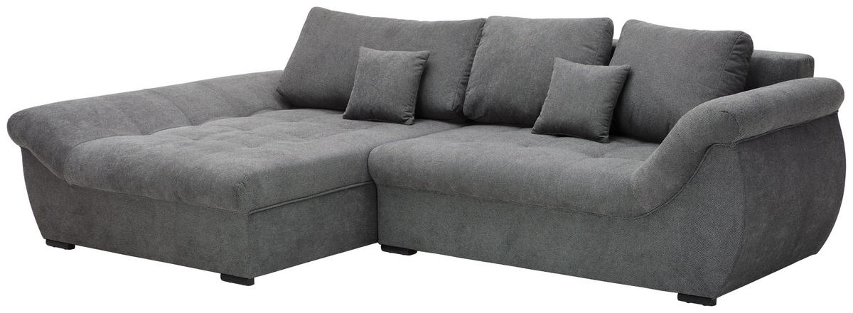 ECKSOFA Grau Flachgewebe  - Schwarz/Grau, Design, Kunststoff/Textil (175/278cm) - Xora