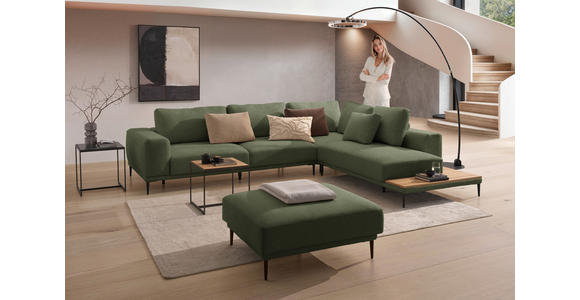 ECKSOFA  in Leinwand Grün  318/271 cm  - Schwarz/Grün, Design, Textil/Metall (318/271cm) - Belluti