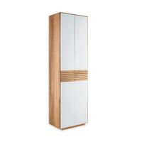 GARDEROBENSCHRANK 60/200/37 cm  - Weiss/Eichefarben, Design, Glas/Holz (60/200/37cm) - Linea Natura