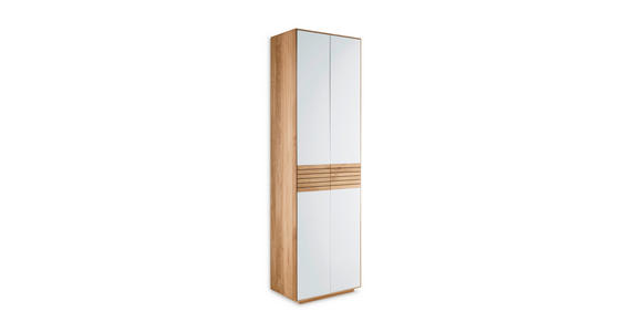 GARDEROBENSCHRANK  in 60/200/37 cm  - Eichefarben/Weiß, Design, Glas/Holz (60/200/37cm) - Linea Natura
