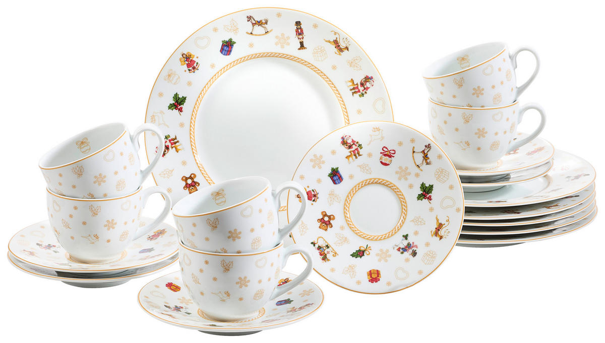 KAFFEESERVICE Weiß CHRISTMAS TOYS 18-teilig  - Weiß, KONVENTIONELL, Keramik - X-Mas