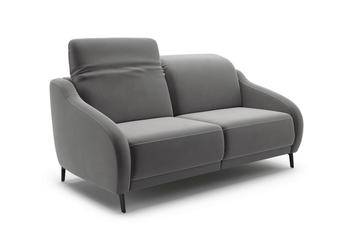 3-SITZER-SOFA in Samt Grau  - Schwarz/Grau, MODERN, Textil/Metall (192/93/104cm) - Sit & More