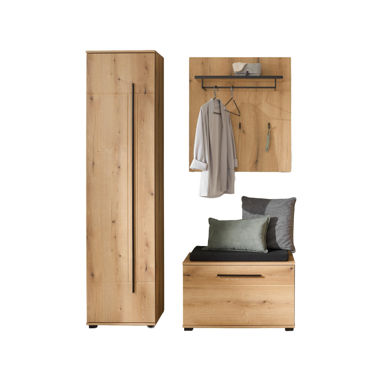 GARDEROBE 4-teilig  in 140/201/39 cm  - Eichefarben, MODERN, Holzwerkstoff (140/201/39cm) - MID.YOU