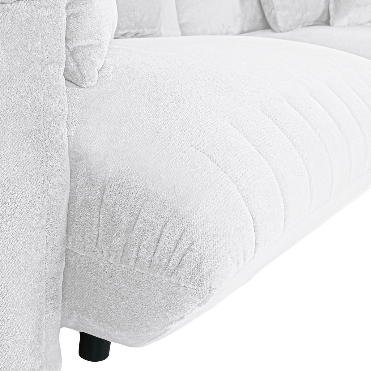 HÖRNSOFFA i plysch vit  - vit/svart, Klassisk, textil/plast (270/170cm) - MID.YOU