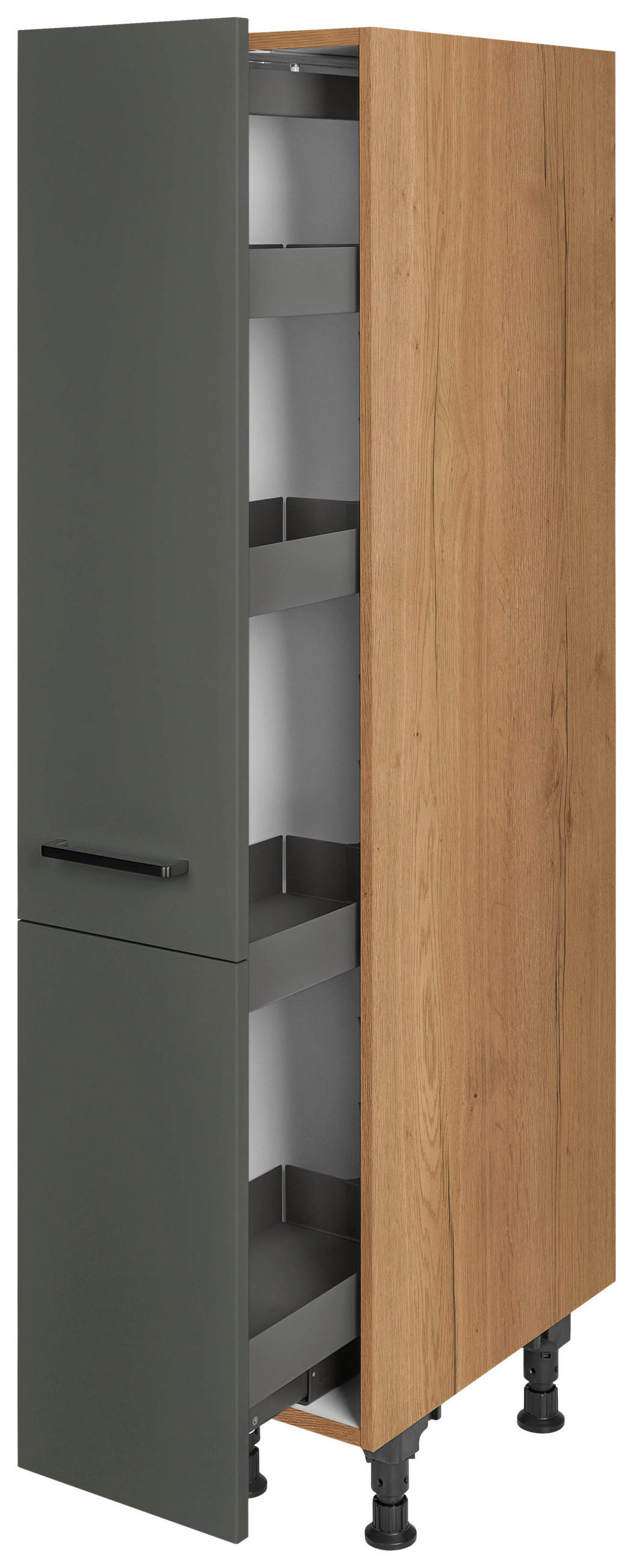 APOTHEKERSCHRANK 30/168/58 cm  in Grün, Eichefarben  - Eichefarben/Schwarz, MODERN, Holzwerkstoff/Metall (30/168/58cm) - Nobilia