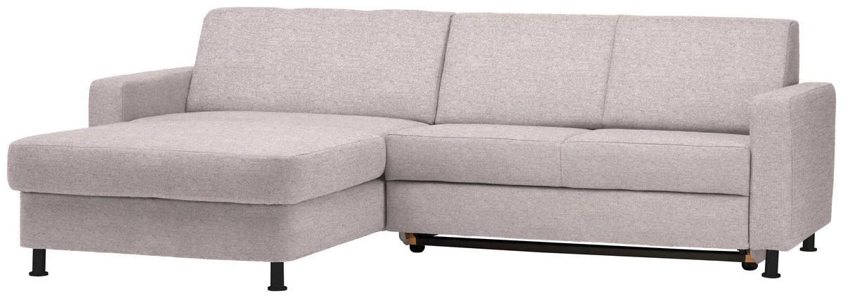 ECKSOFA in Webstoff Hellrosa  165/257 cm  - Hellrosa/Schwarz, Design, Kunststoff/Textil (165/257cm) - Xora