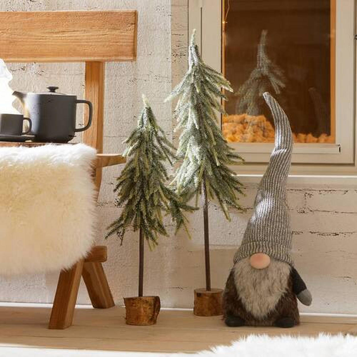 PATULJAK - tamno smeđa/svijetlo siva, Lifestyle, kamen/tekstil (18/65/13cm) - X-Mas