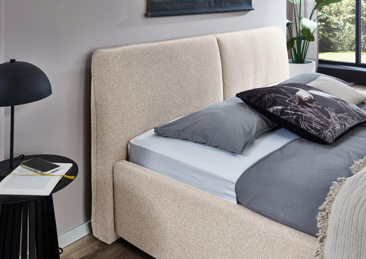 POLSTERBETT 180/200 cm,  in Beige,  - Beige/Schwarz, Design, Holz/Textil (180/200cm) - Stylife