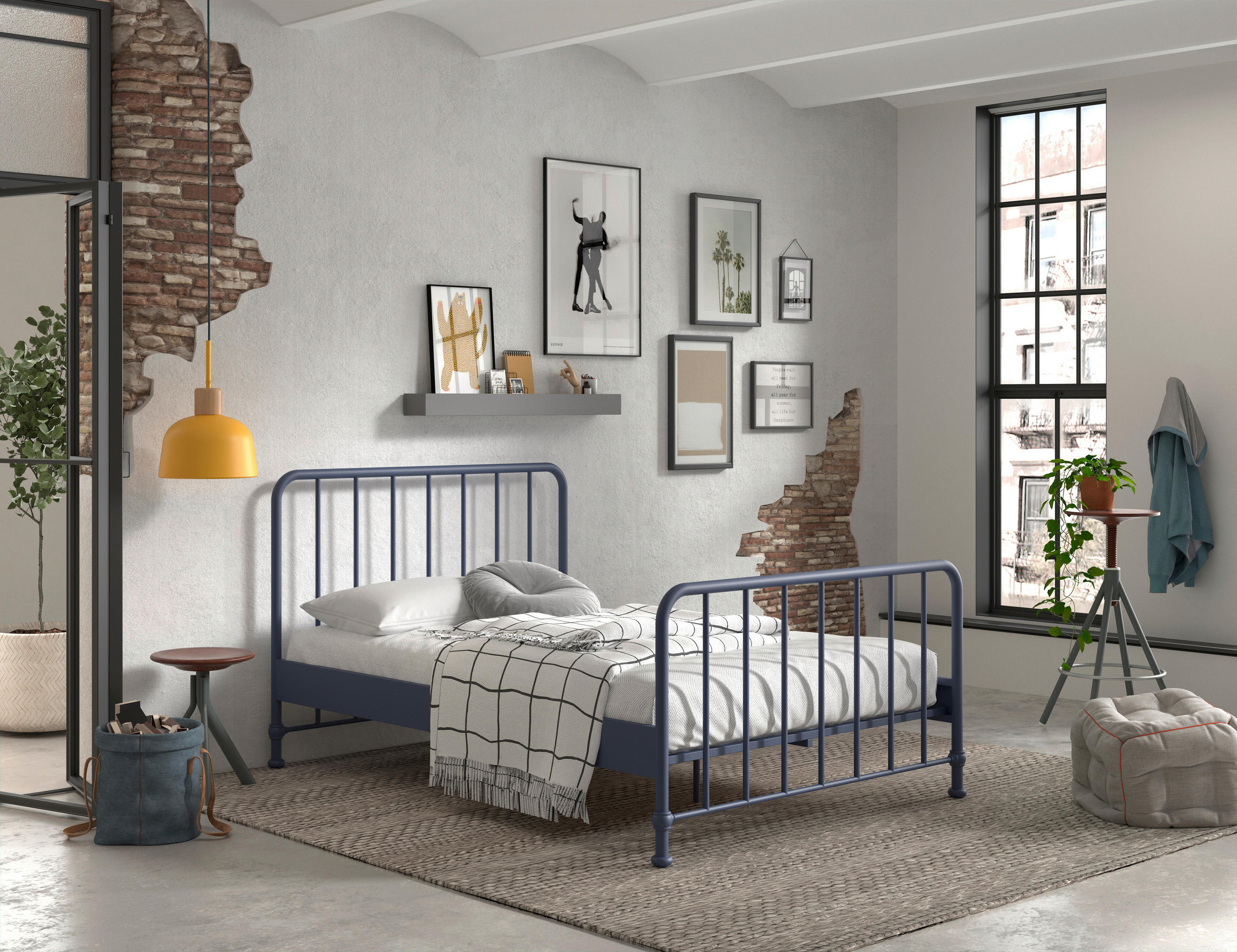 KINDER-/JUNIORBETT 140/200 cm  in Blau  - Blau, ROMANTIK / LANDHAUS, Holz/Metall (140/200cm) - Vipack