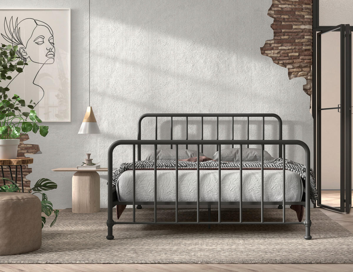 KINDER-/JUNIORBETT - Schwarz, ROMANTIK / LANDHAUS, Holz/Metall (160/200cm) - MID.YOU