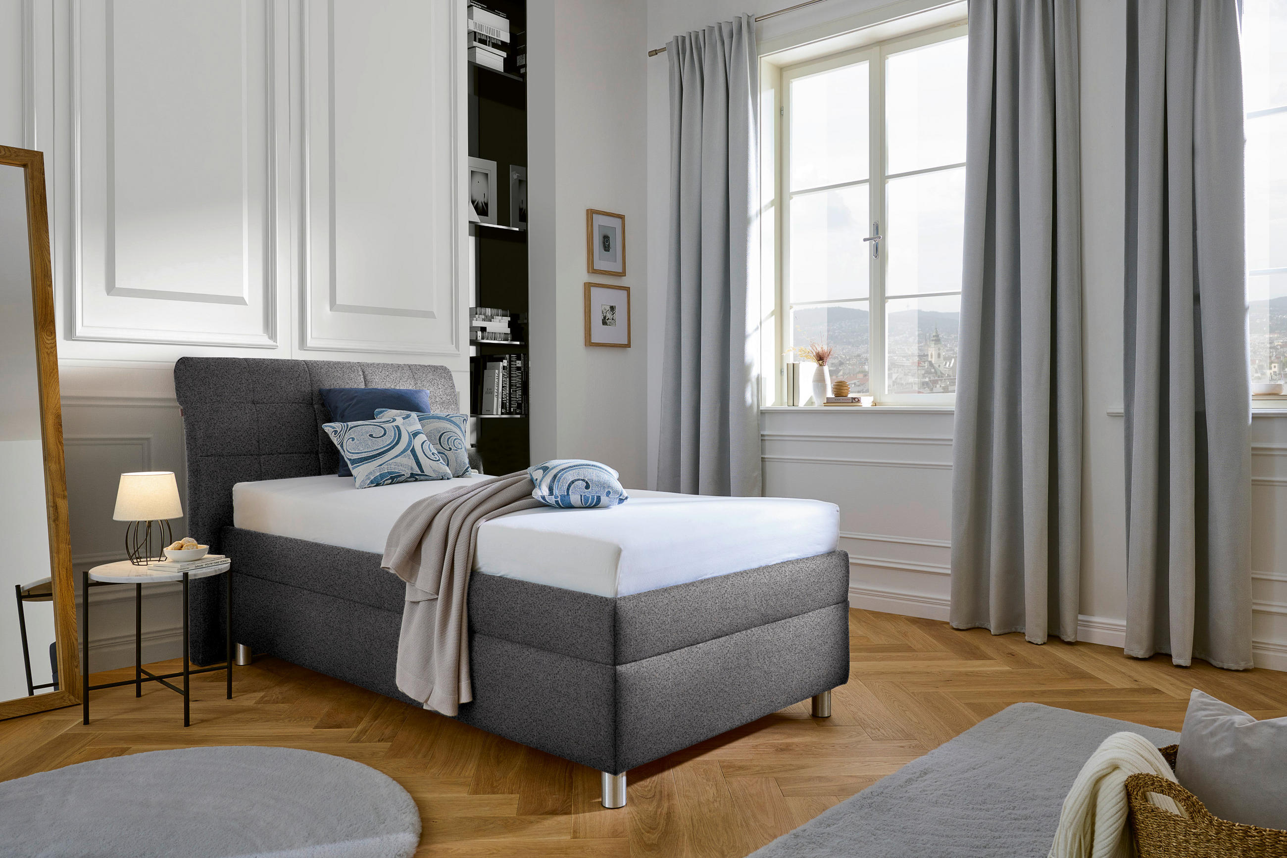 POLSTERBETT Matratze, Lattenrost Grau 100/200 cm  - Silberfarben/Weiß, KONVENTIONELL, Holz/Textil (100/200cm) - Esposa