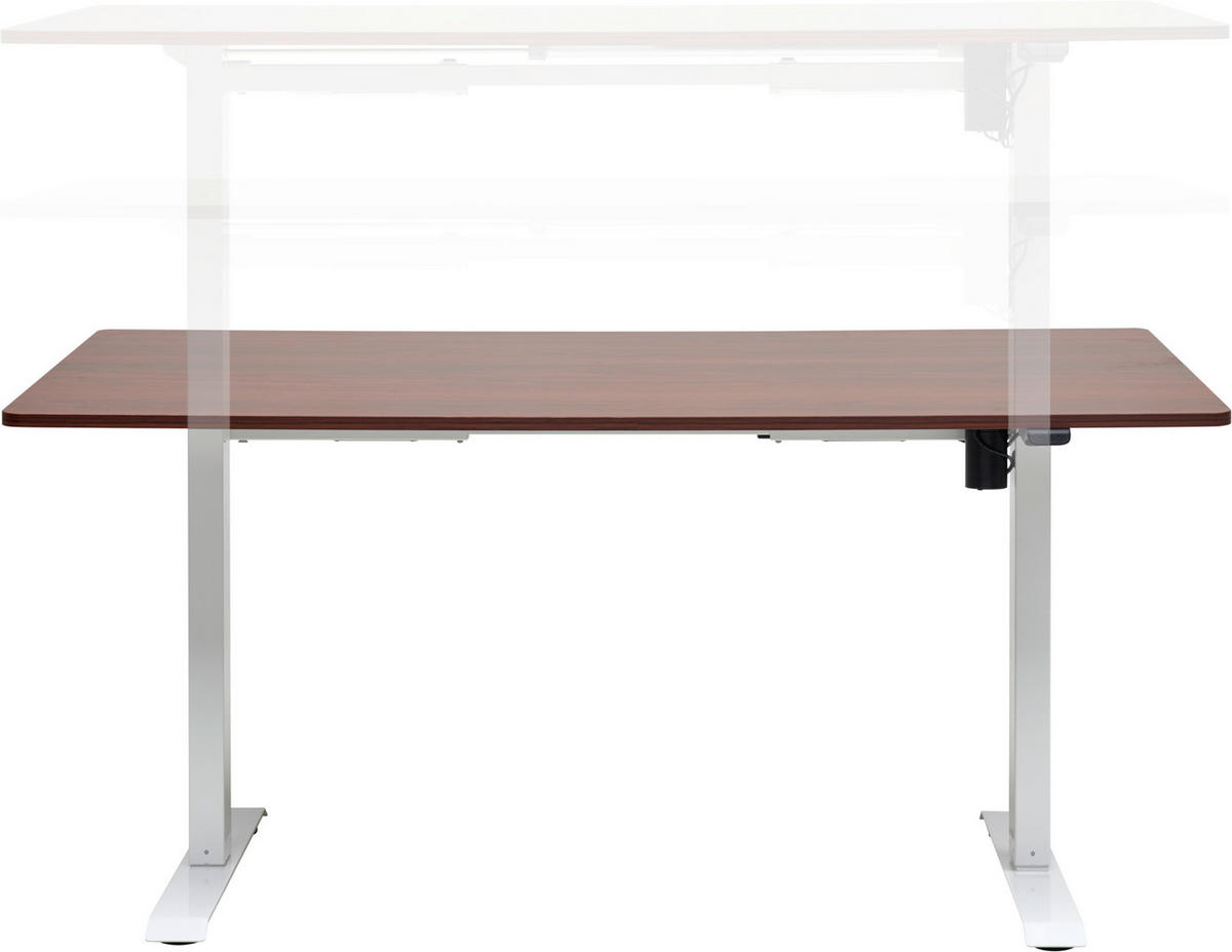 SCHREIBTISCH  in Weiss, Walnussfarben  - Weiss/Walnussfarben, Modern, Holzwerkstoff/Metall (160/73-123/80cm) - Livetastic