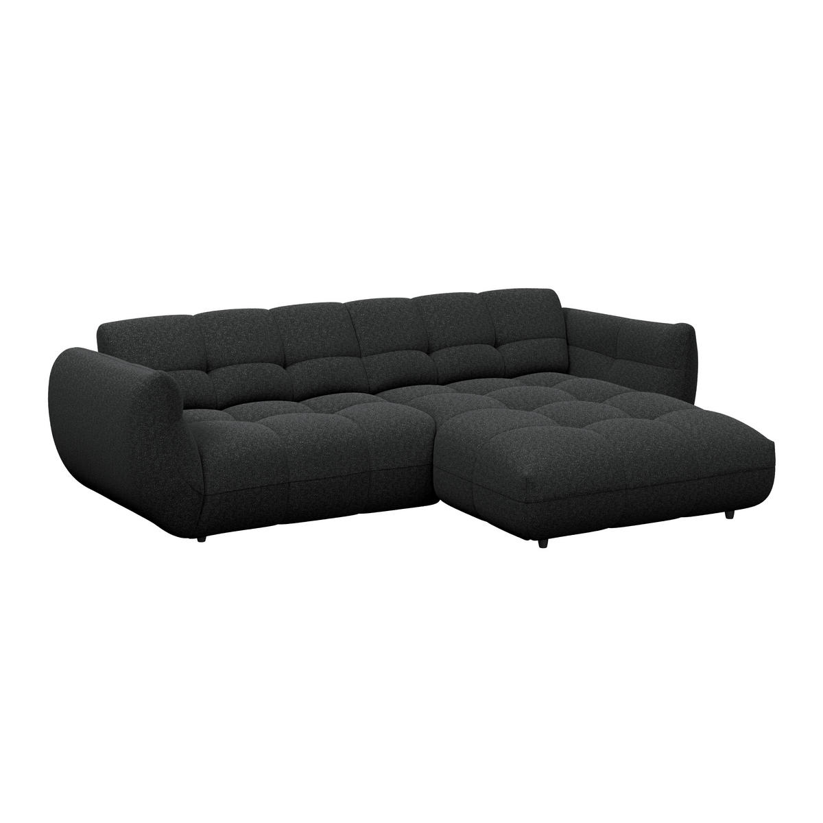 ECKSOFA Chenille Schwarz  - Schwarz, Trend, Kunststoff/Textil (280/178cm) - MID.YOU