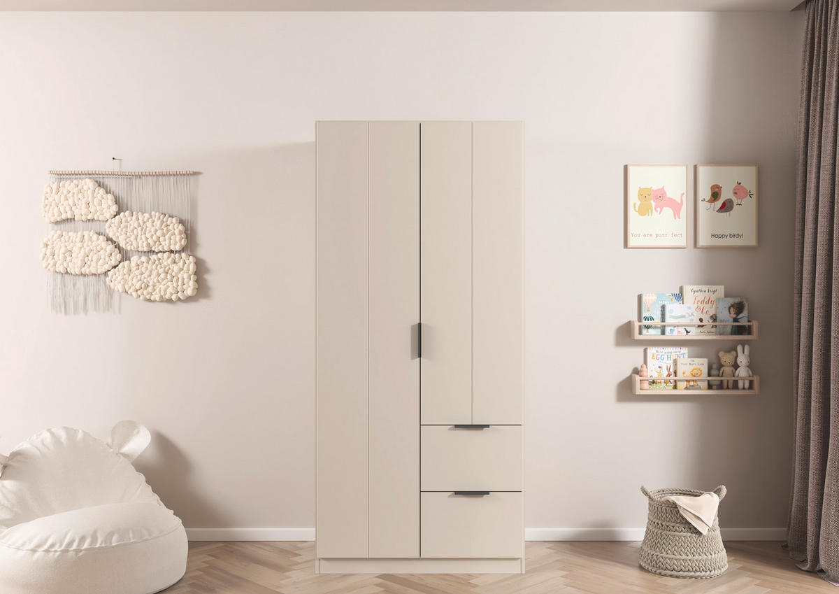 GARDEROB MED GÅNGJÄRN 91/197/54 cm 2-dörrar - champagne/grå, Modern, metall/trämaterial (91/197/54cm) - Rauch Möbel