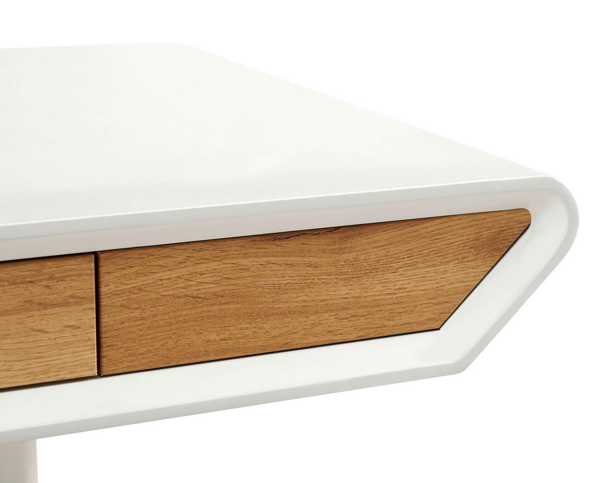 COUCHTISCH 130/70/49,5-77,5 cm rechteckig Weiß, Eichefarben  - Eichefarben/Weiß, Design, Holzwerkstoff/Metall (130/70/49,5-77,5cm) - Livetastic