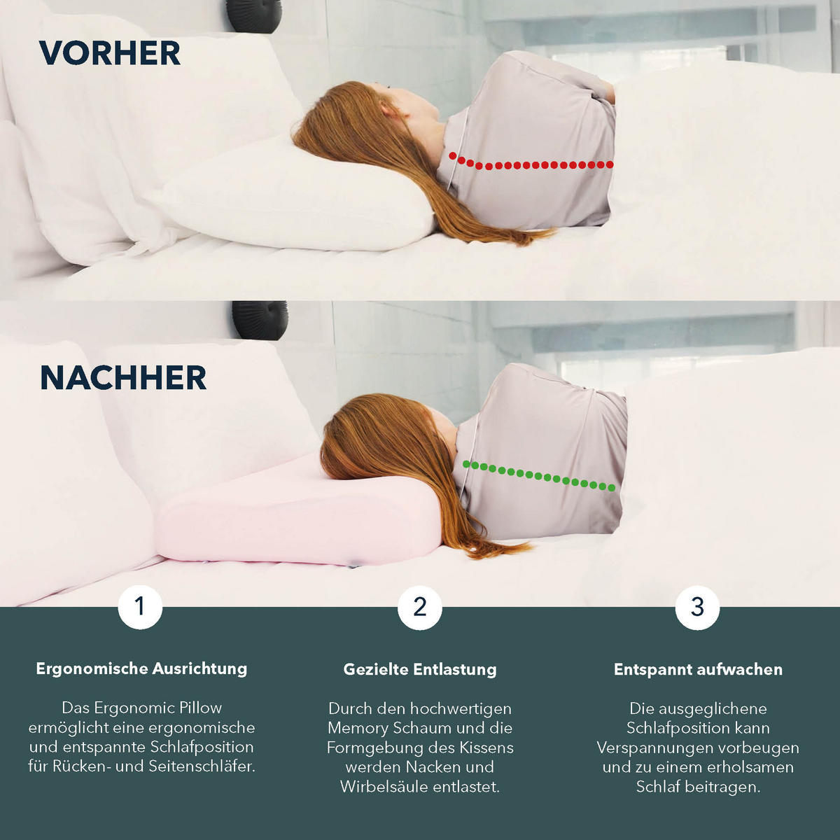 NACKENKISSEN ERGONOMIC+  - Basics, Textil (60/9-11/43cm) - Smartsleep