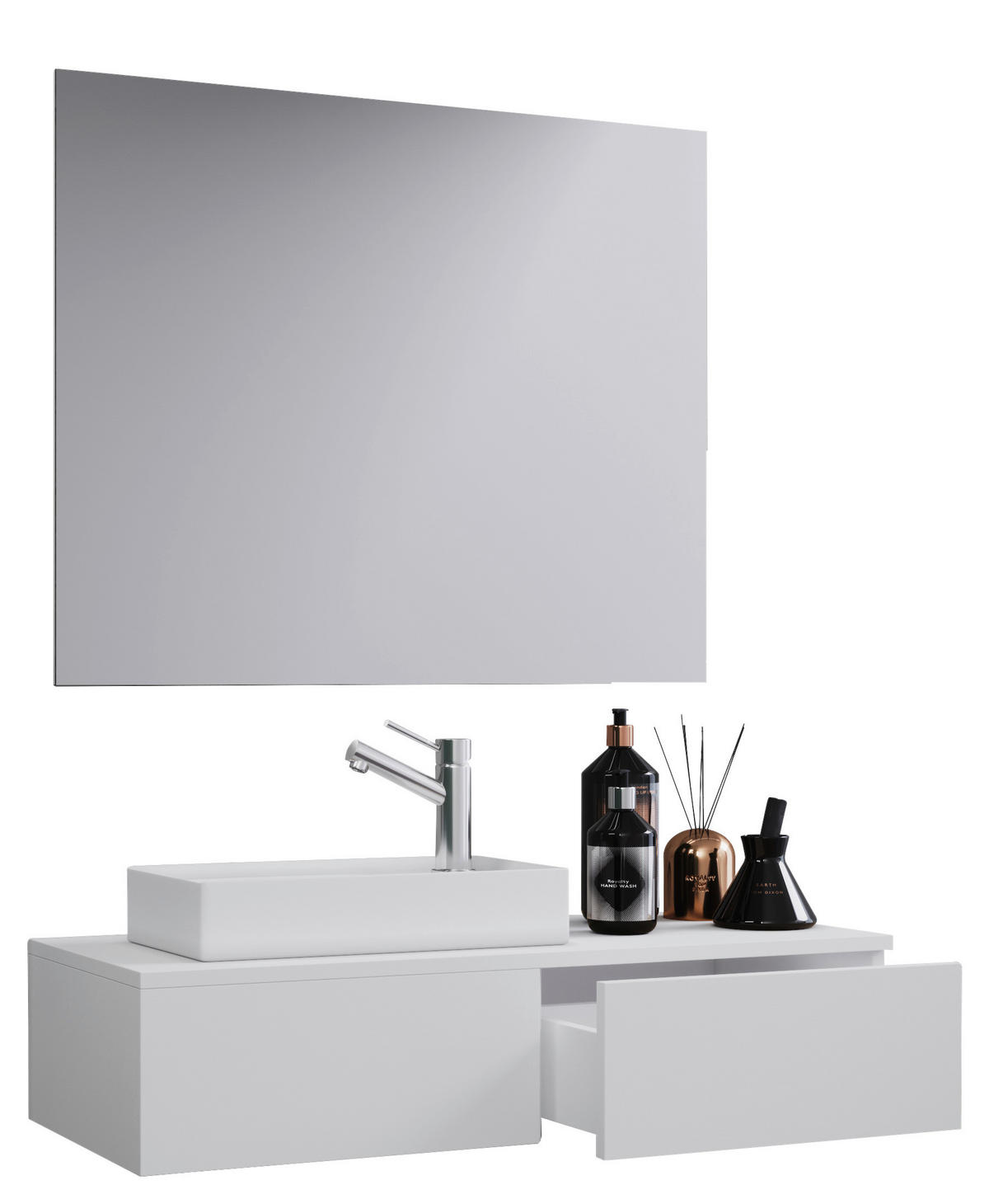 BADEZIMMER 3-teilig  in 85 cm  - Weiss, Modern, Keramik/Holzwerkstoff (85cm) - MID.YOU