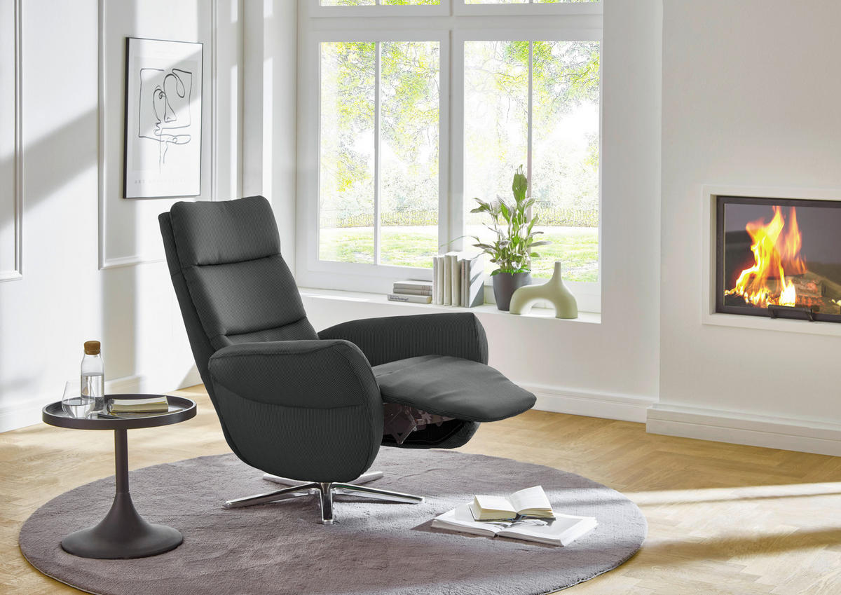 RELAXSESSEL Textil Anthrazit  - Chromfarben/Anthrazit, Design, Textil/Metall (78/113/83cm) - Beldomo Speed