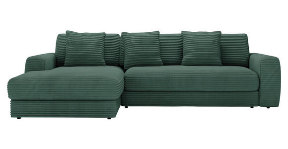ECKSOFA in Cord Grün  182/302 cm  - Schwarz/Grün, MODERN, Kunststoff/Textil (182/302cm) - Carryhome