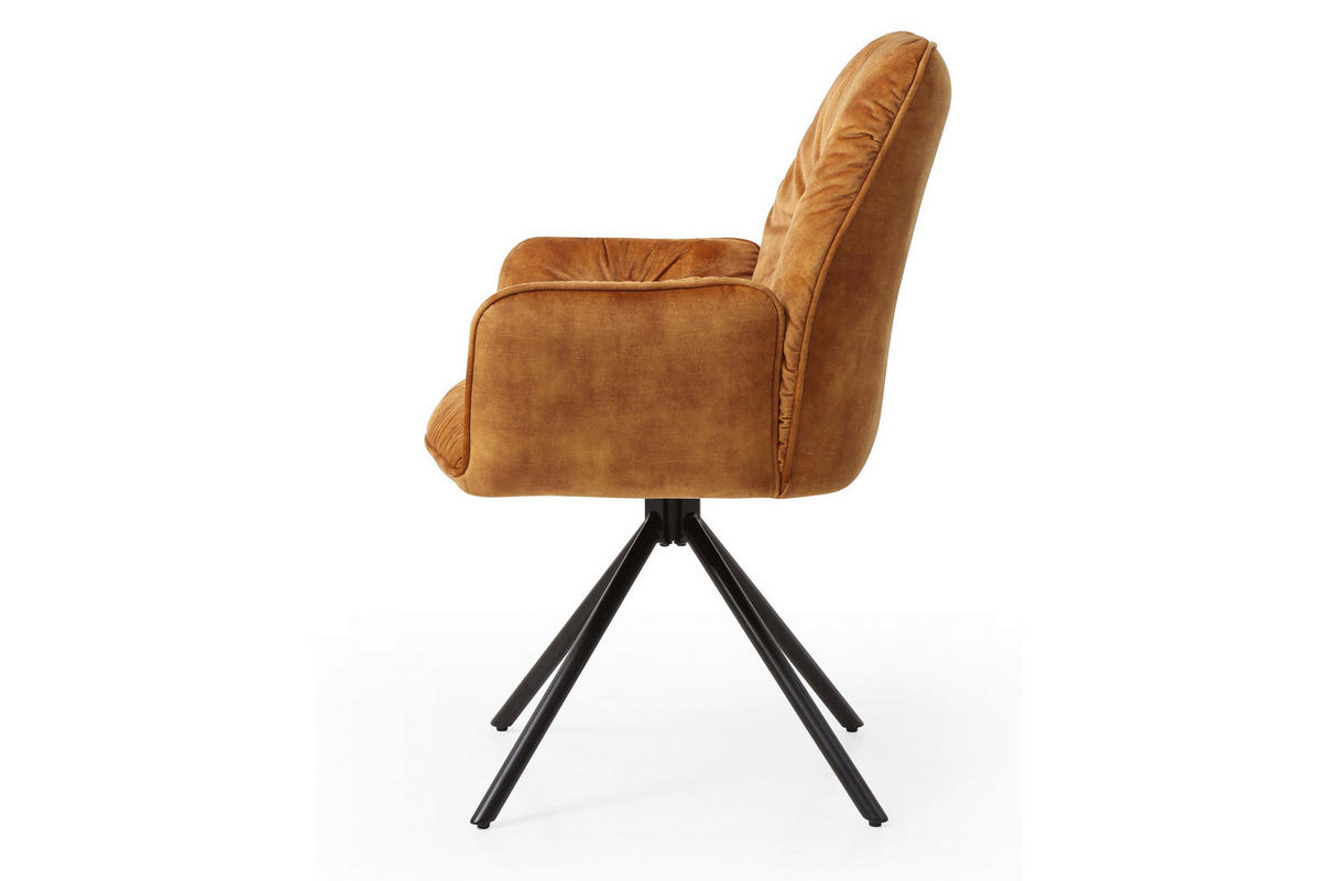 ARMLEHNSTUHL  in Samt, Velours  - Goldfarben/Schwarz, MODERN, Textil/Metall (61/90/59cm) - Livetastic