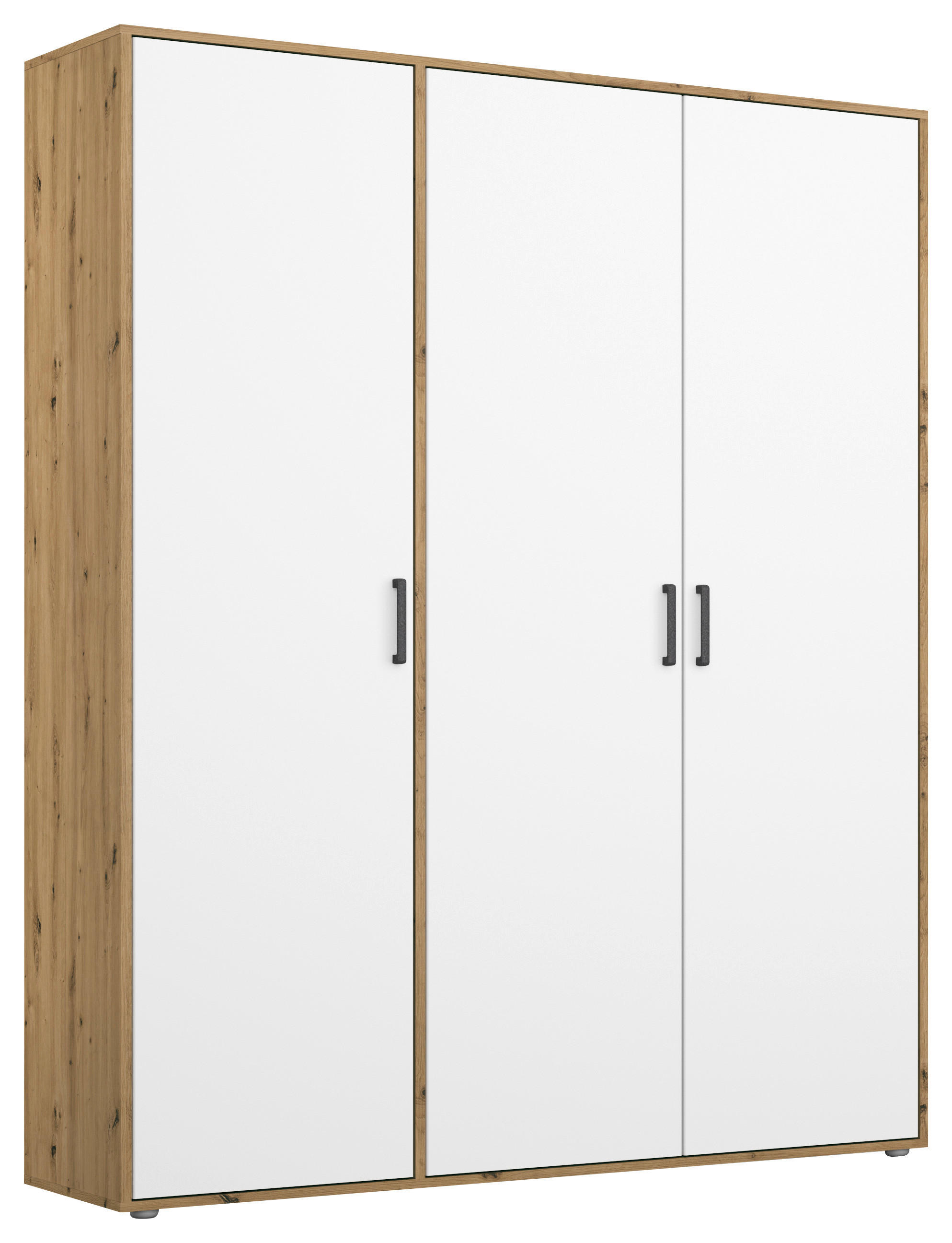 DREHTÜRENSCHRANK 140/194/53 cm 3-türig Weiß, Eiche Artisan  - Weiß/Eiche Artisan, MODERN, Holzwerkstoff/Kunststoff (140/194/53cm) - Rauch Möbel