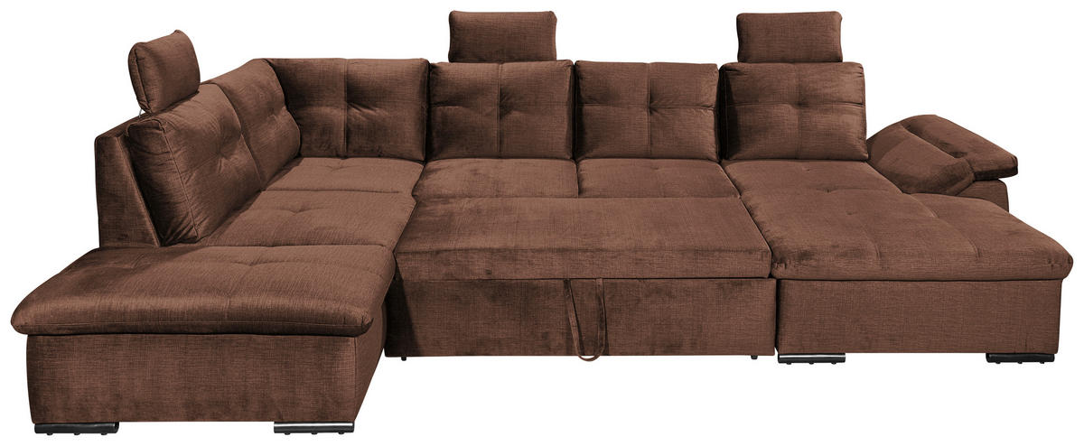 WOHNLANDSCHAFT in Mikrovelours Kupferfarben  - Schwarz/Kupferfarben, Konventionell, Kunststoff/Textil (217/334/127cm) - Carryhome