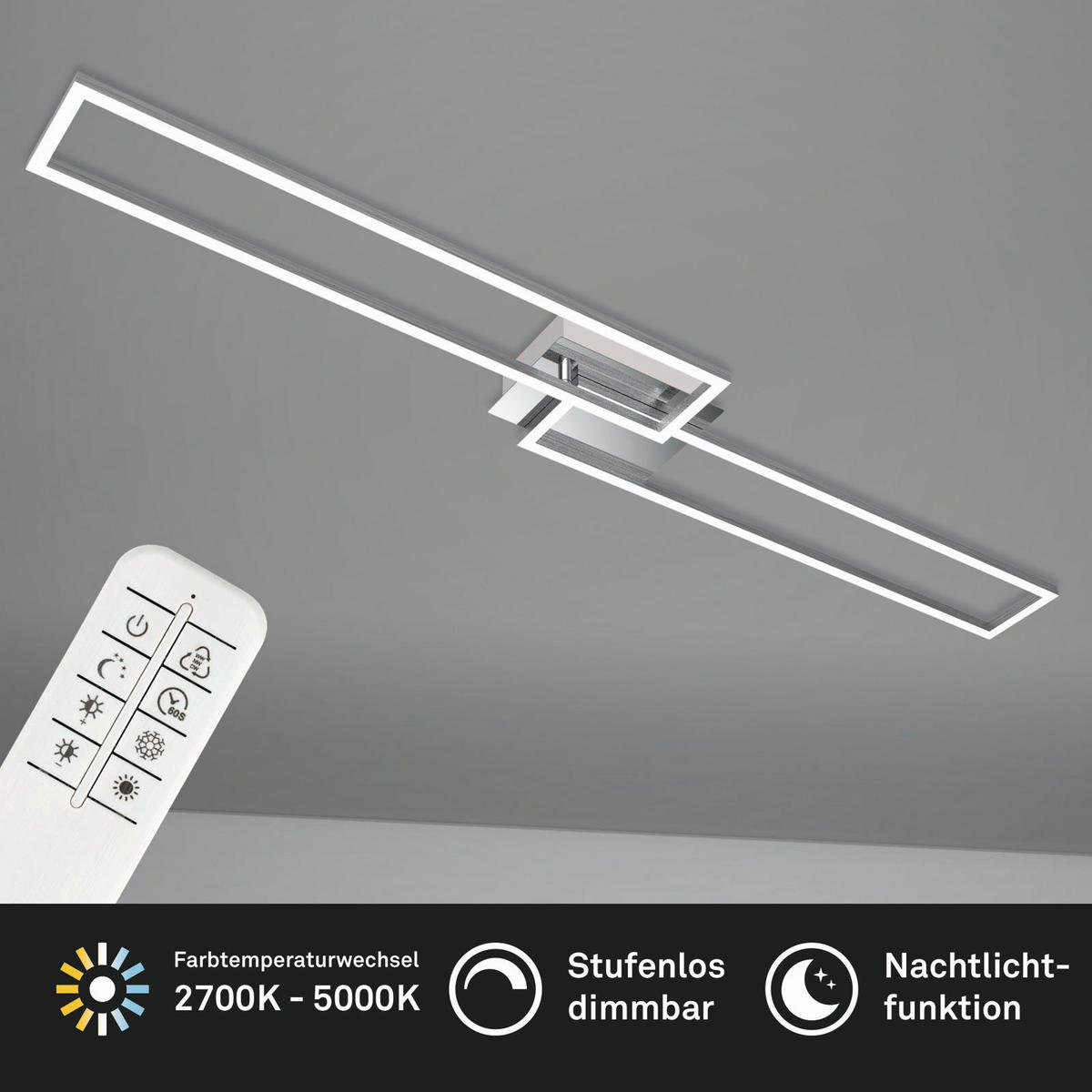 LED-DECKENLEUCHTE 110/25/8 cm   - Silberfarben, Design, Kunststoff/Metall (110/25/8cm)