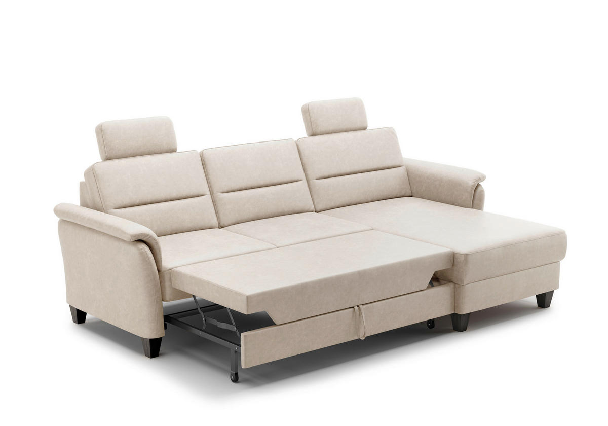 ECKSOFA in Mikrofaser Beige  244/163 cm  - Wengefarben/Beige, KONVENTIONELL, Holz/Textil (244/163cm) - Sit & More