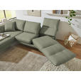 ECKSOFA  in Flachgewebe Salbeigrün Armteilverstellung, Relaxfunktion, Drehsitzfunktion  175-224/255-365 cm  - Salbeigrün/Schwarz, Design, Textil/Metall (175-224/255-365cm) - Dieter Knoll