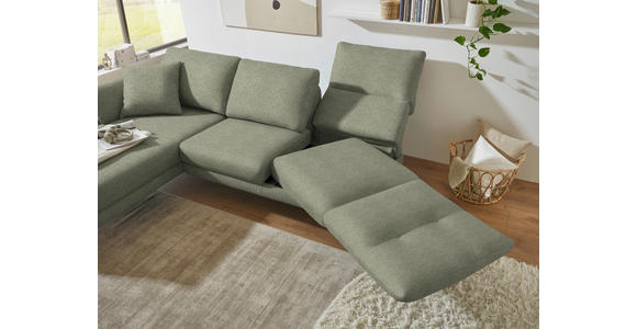 ECKSOFA  in Flachgewebe Salbeigrün Armteilverstellung, Relaxfunktion, Drehsitzfunktion  175-224/255-365 cm  - Salbeigrün/Schwarz, Design, Textil/Metall (175-224/255-365cm) - Dieter Knoll