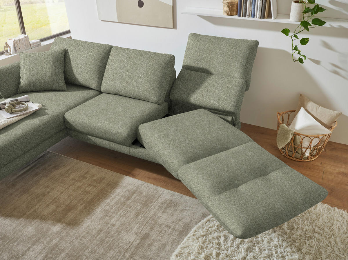 ECKSOFA  in Flachgewebe Salbeigrün  175-224/255-365 cm  - Salbeigrün/Schwarz, Design, Textil/Metall (175-224/255-365cm) - Dieter Knoll