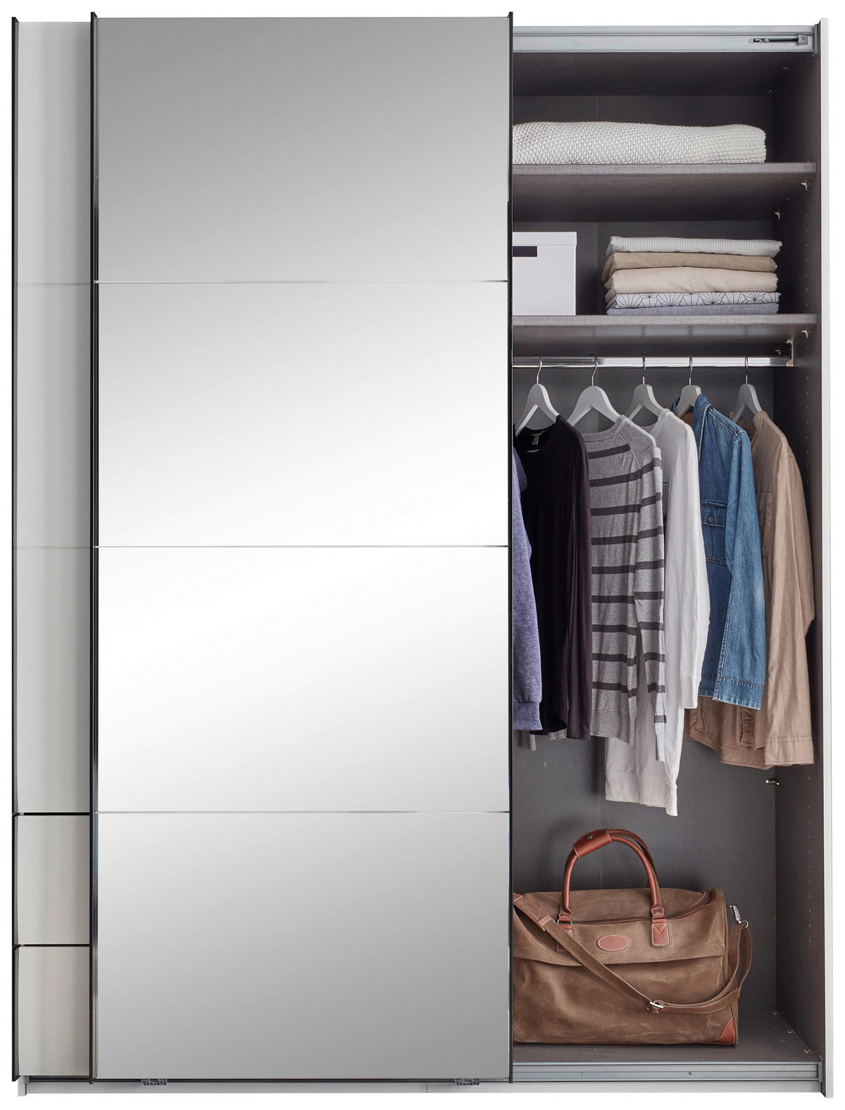 SCHWEBETÜRENSCHRANK 170/225,5/60 cm 2-türig Schwarz, Weiß  - Schwarz/Weiß, KONVENTIONELL, Glas/Holzwerkstoff (170/225,5/60cm) - Xora