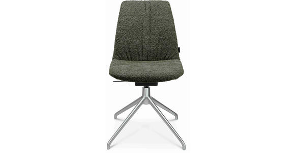 STUHL in Aluminium Bouclé Metall, Textil - Dunkelgrün/Alufarben, Design, Textil/Metall (46/81,5-84,5/55cm) - Johann Jakob