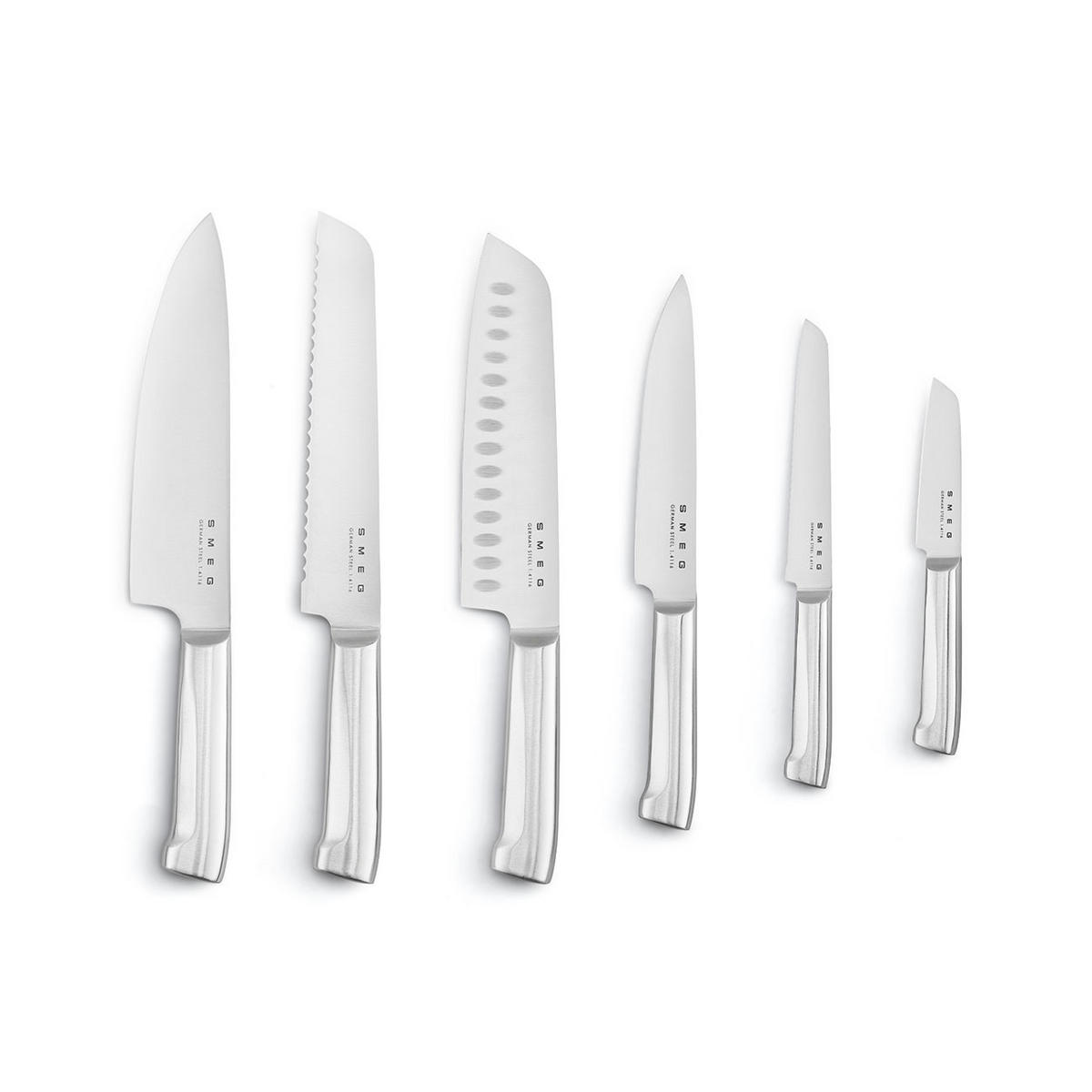 MESSERBLOCK 6-teilig  - Schwarz Hochglanz, Basics, Holz/Kunststoff (13,5/23,2/19cm) - SMEG