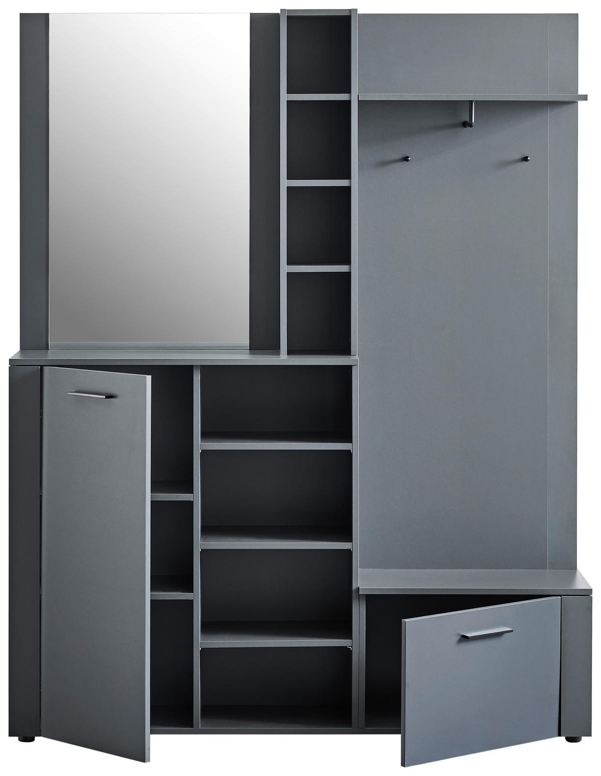 GARDEROBE 4-teilig  in 150/190/32 cm  - Anthrazit/Eiche Artisan, Design, Glas/Holzwerkstoff (150/190/32cm) - MID.YOU