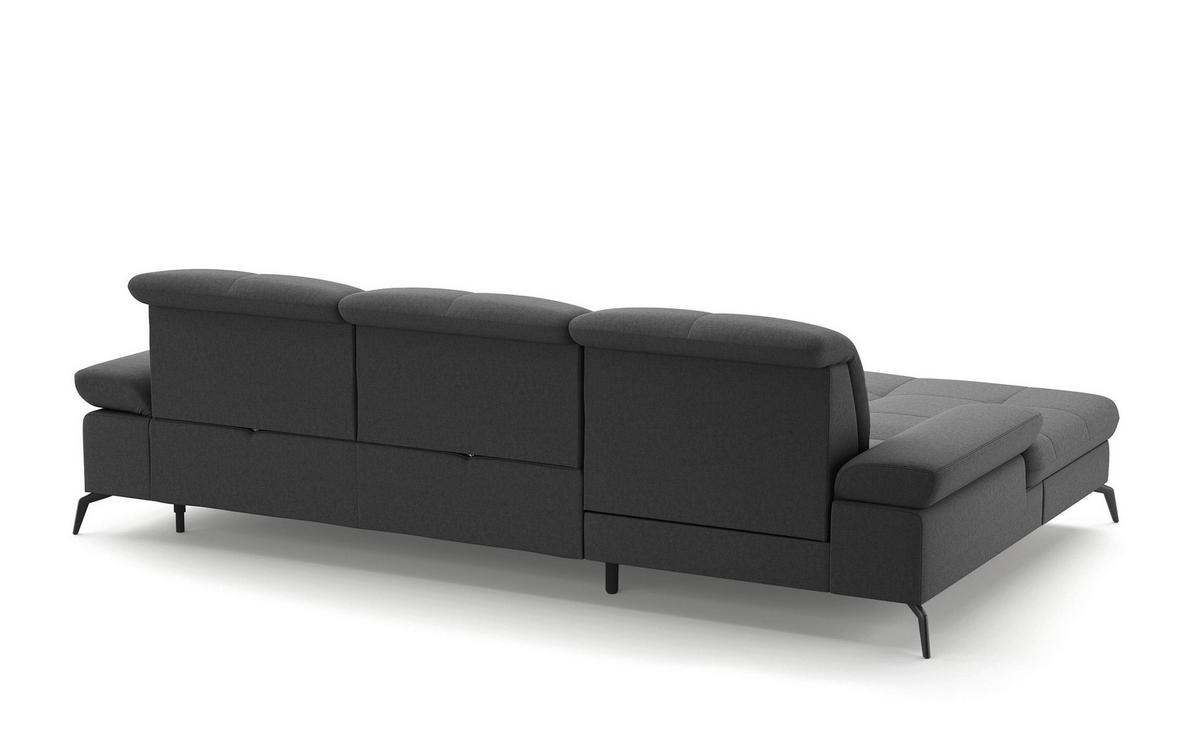 ECKSOFA in Flachgewebe Dunkelgrau  - Dunkelgrau/Schwarz, Konventionell, Textil/Metall (185/279cm) - Sit & More