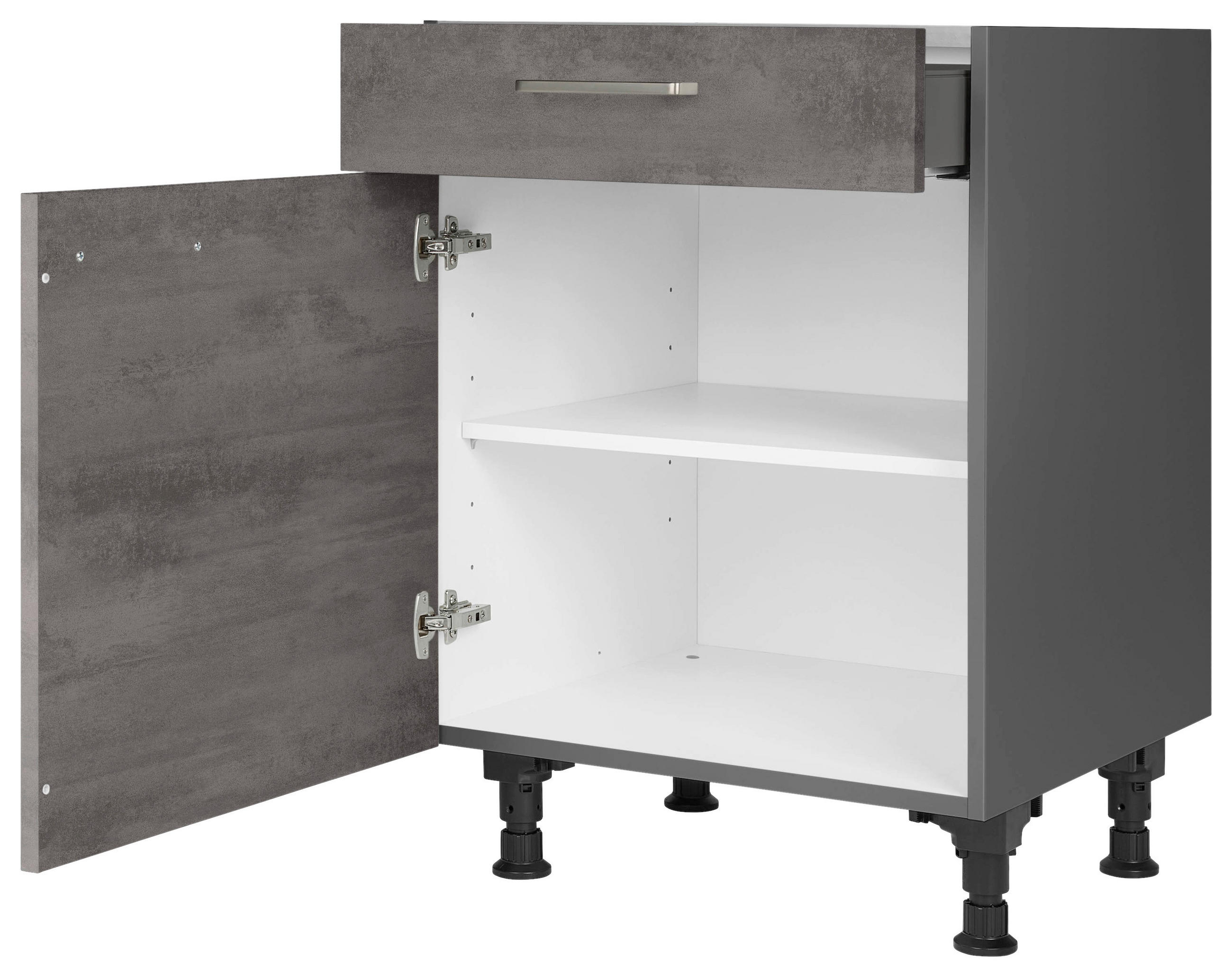 SCHUBKASTENUNTERSCHRANK 60/87/56 cm  in Schieferfarben  - Schieferfarben/Edelstahlfarben, MODERN, Holzwerkstoff/Metall (60/87/56cm) - Nobilia