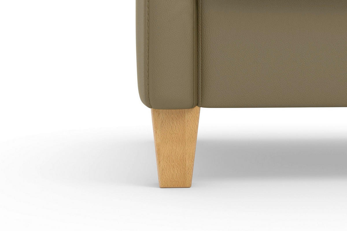 SESSEL in Echtleder Olivgrün  - Eichefarben/Olivgrün, Basics, Leder/Holz (70/93/75cm) - Sit & More