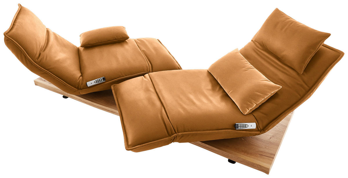 2-SITZER-SOFA in Leder Currygelb  - Currygelb/Eichefarben, Natur, Leder/Holz (240/63/115cm) - Koinor