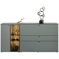 SIDEBOARD Grün, Eichefarben  180/89/43 cm  - Eichefarben/Anthrazit, Design, Glas/Holz (180/89/43cm) - Venjakob