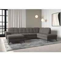 WOHNLANDSCHAFT Graphitfarben Flachgewebe  - Schwarz/Graphitfarben, MODERN, Textil/Metall (164/319/212cm) - Sit & More