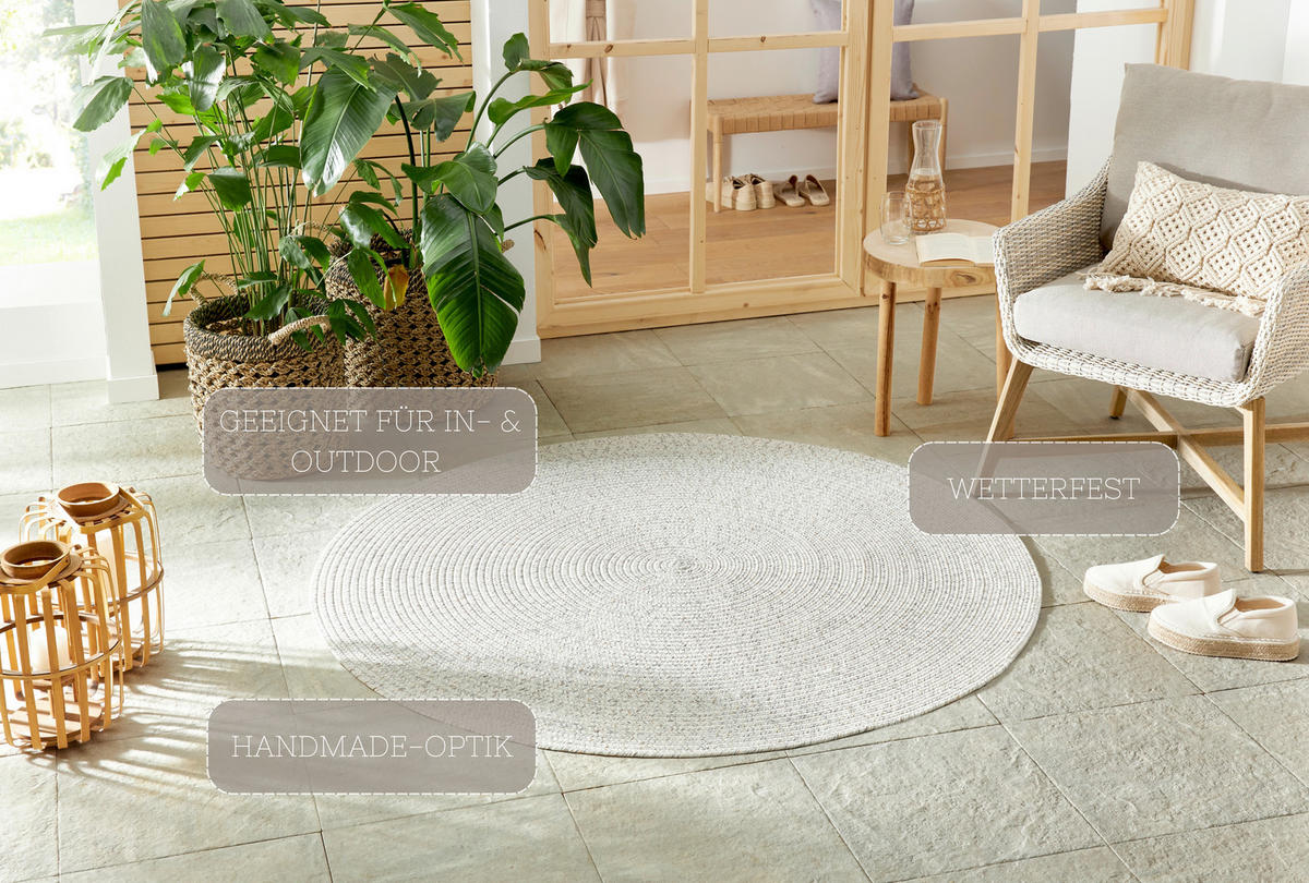 OUTDOORTEPPICH 150 cm Braided Multicolor, Creme  - Multicolor/Creme, Design, Kunststoff (150cm) - Hanse Home