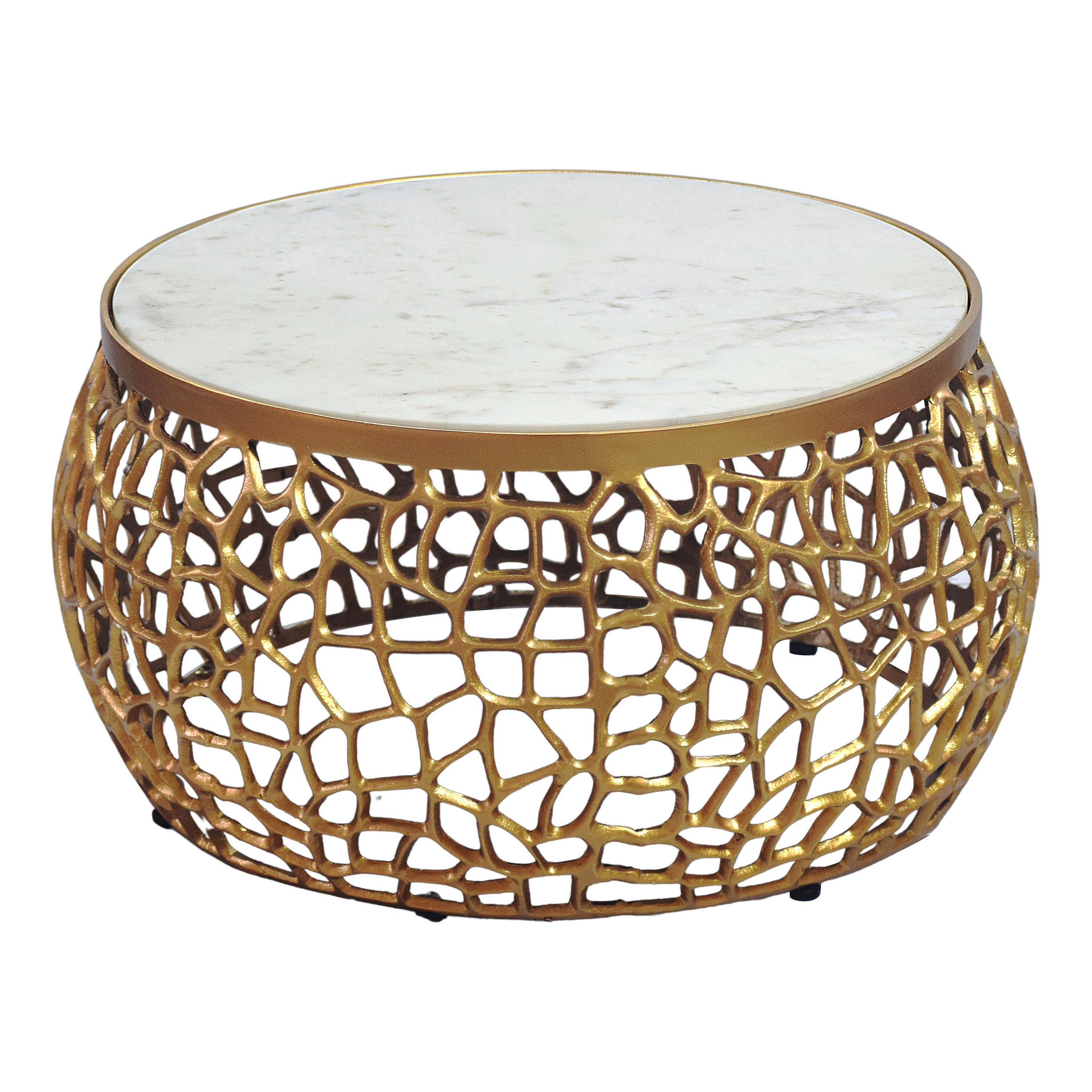 COUCHTISCH 60/60/35 cm rund Goldfarben  - Goldfarben, Design, Stein/Metall (60/60/35cm) - Livetastic