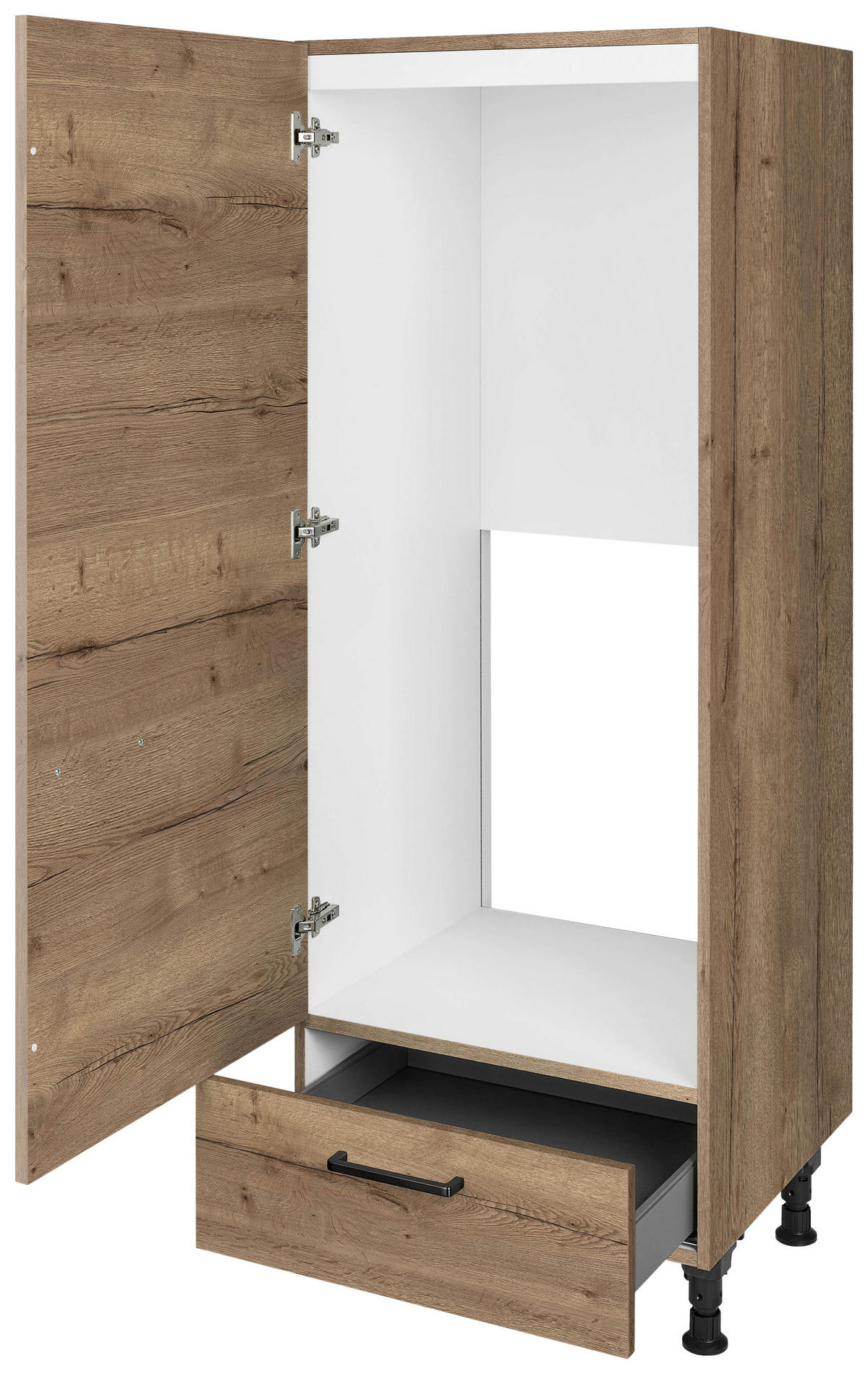 GERÄTEUMBAUSCHRANK 60/168/58 cm  in Eiche dunkel  - Eiche dunkel/Schwarz, MODERN, Holzwerkstoff/Metall (60/168/58cm) - Nobilia