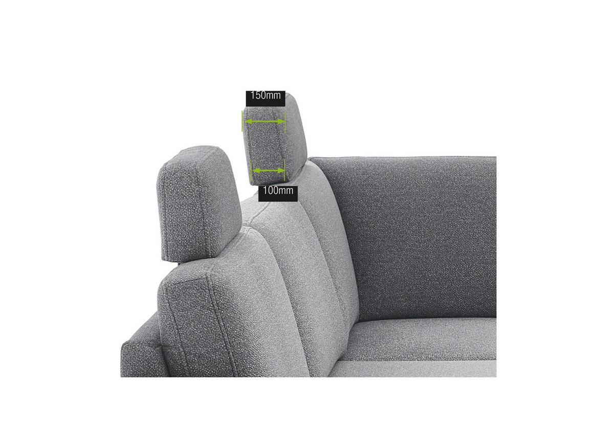 ECKSOFA Mikrofaser Grau  - Schwarz/Grau, Design, Textil/Metall (255/218cm) - Elegando