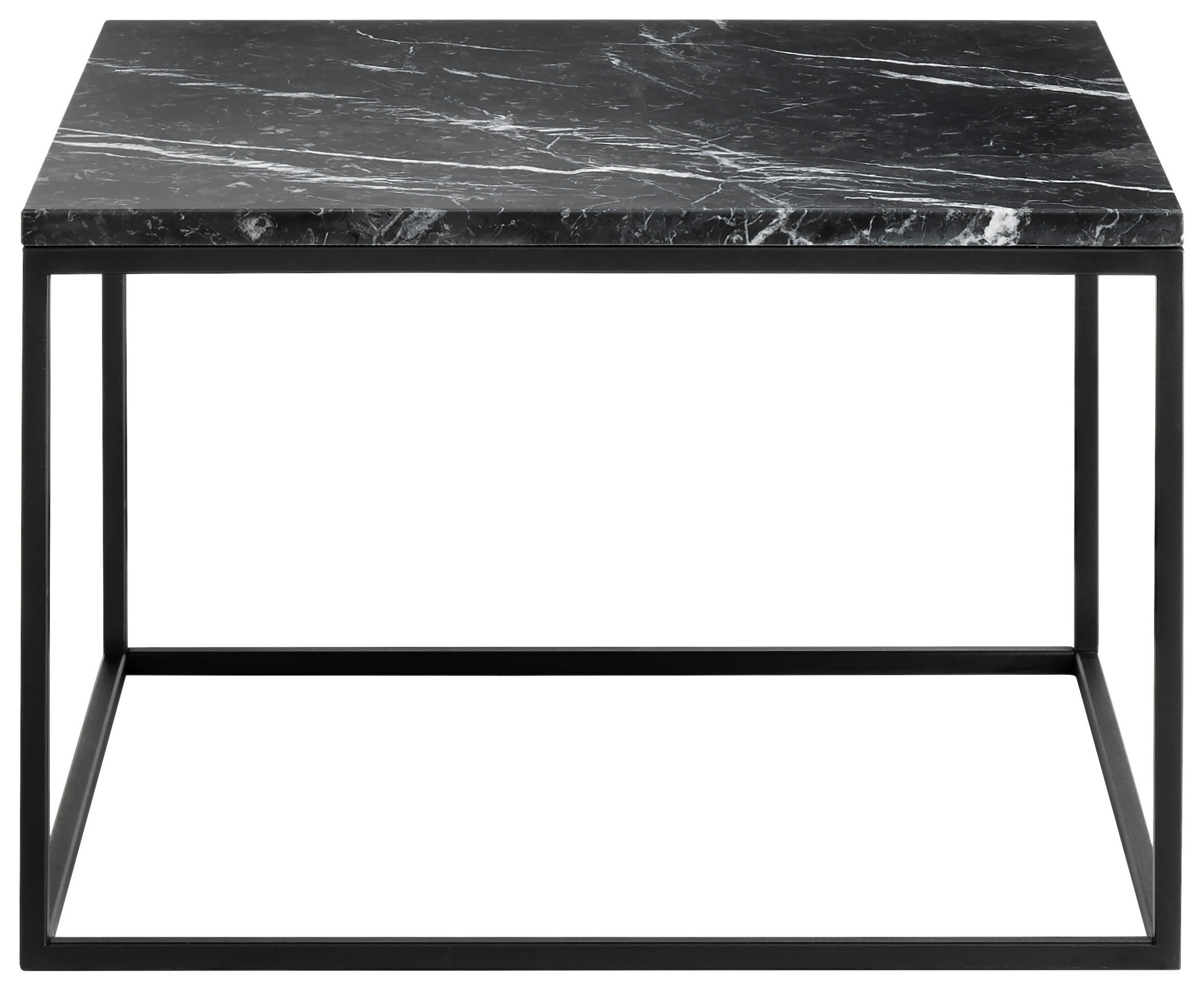 COUCHTISCH in Metall, Stein 65/65/41,5 cm  - Schwarz, Design, Stein/Metall (65/65/41,5cm) - Johann Jakob