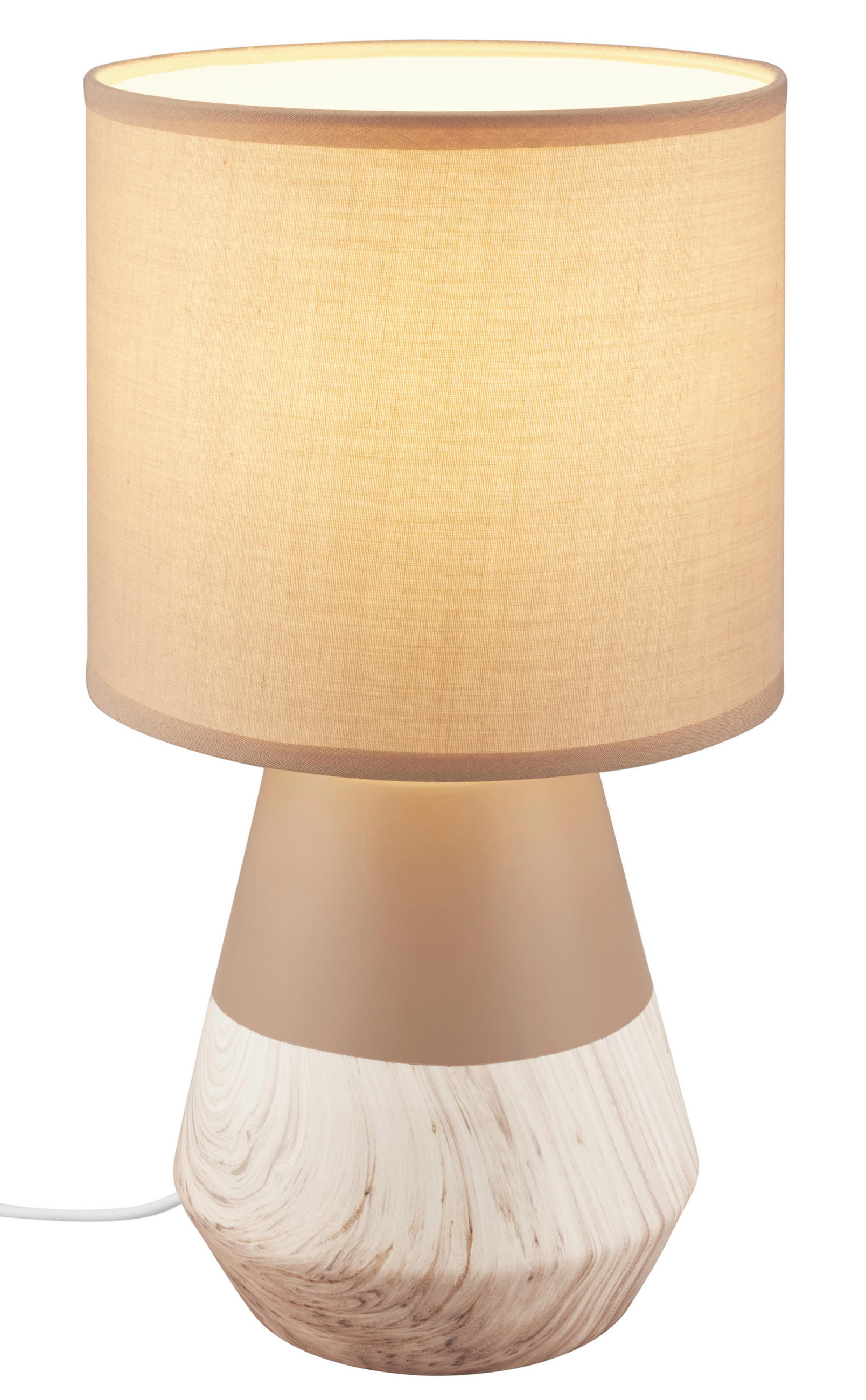 LED ASZTALI LÁMPA - bézs, Basics, textil/fa (18/34cm)