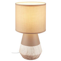 LED ASZTALI LÁMPA - bézs, Basics, textil/fa (18/34cm)