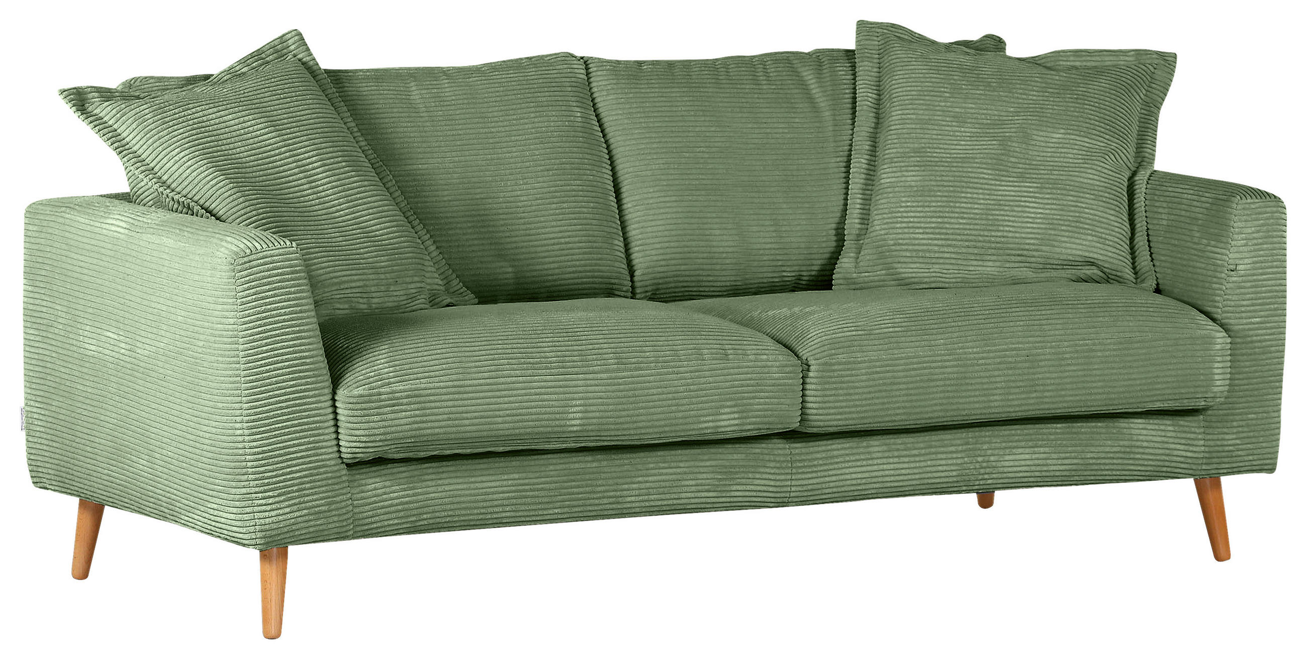 2,5-SITS SOFFA i manchester olivgrön  - olivgrön/naturfärgad, Romantik / Lanthus, trä/textil (195/69/100cm) - Livetastic